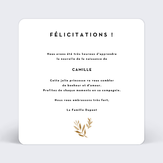 Félicitations Naissance Golden Jungle