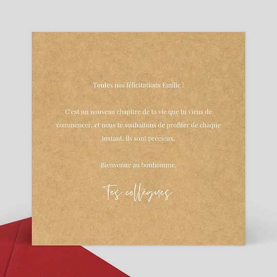 Carte félicitation naissance Lauriers Verso