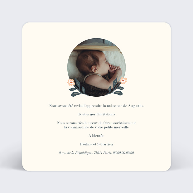 Félicitations Naissance Cigogne Verso
