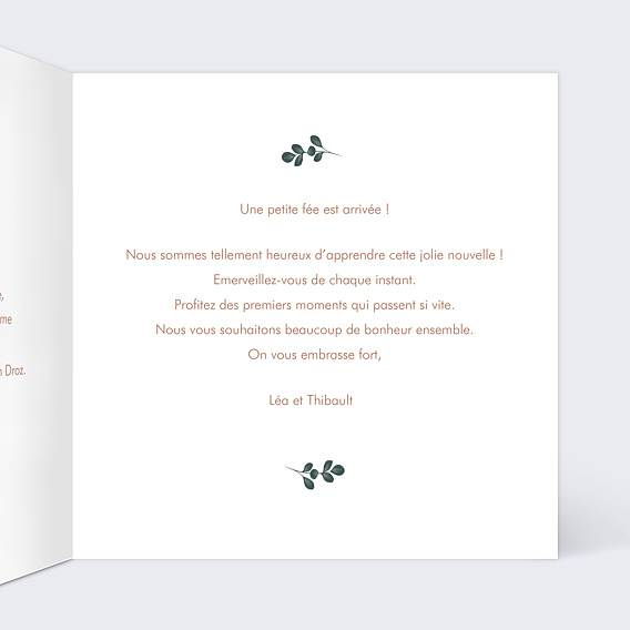 Carte félicitation naissance Hochet Koala Intérieur Droit