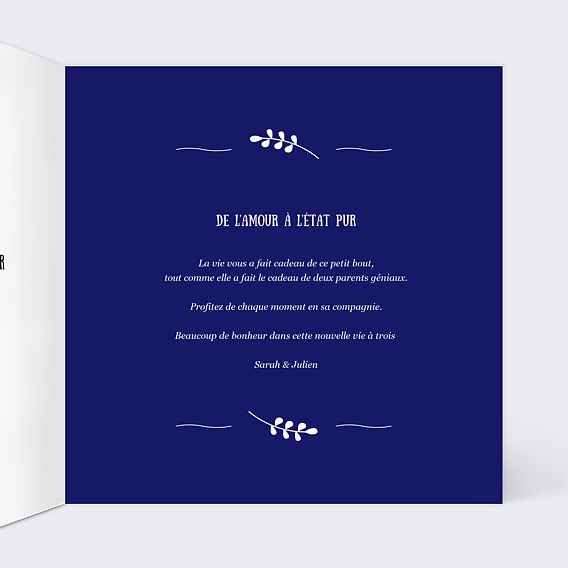 Carte félicitation naissance Petit Bol Intérieur Droit