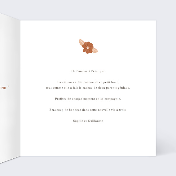 Carte félicitation naissance Renard Intérieur Droit