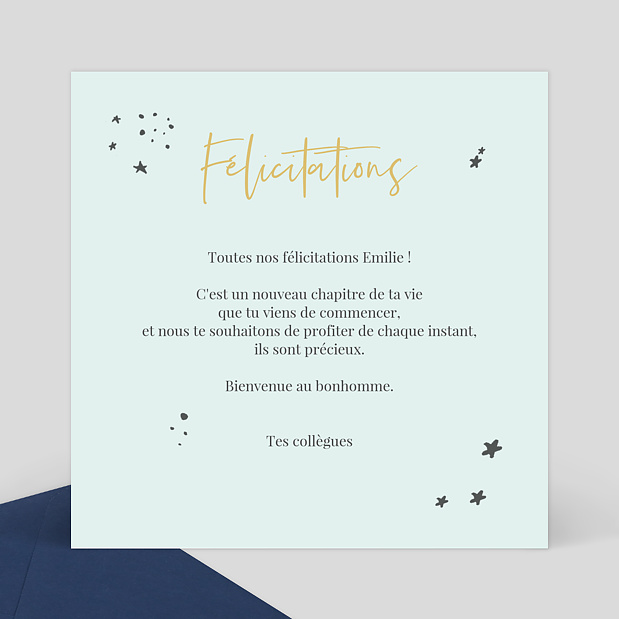 Carte de félicitations naissance Jolies étoiles Verso