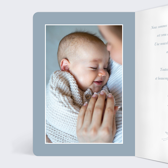 Carte félicitation naissance Cigogne Élégante Intérieur Gauche
