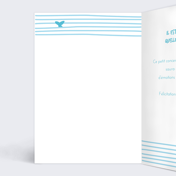 Carte félicitation naissance Famille Baleine Intérieur Gauche