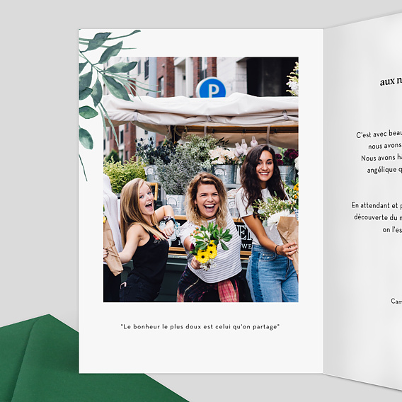 Carte félicitation naissance Nature Intérieur Gauche