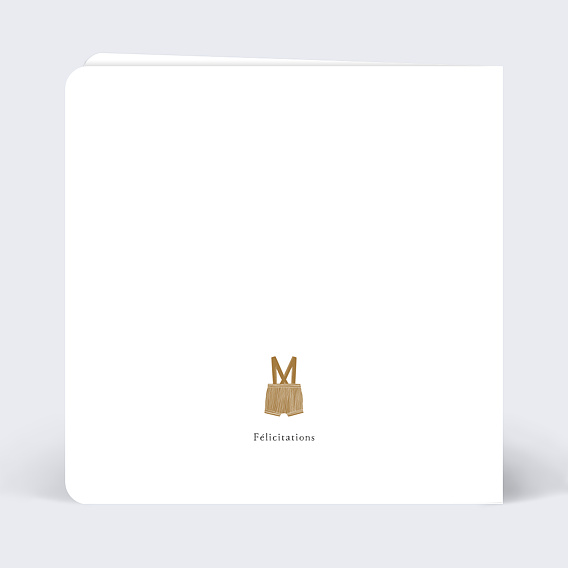 Carte félicitation naissance Petits Vêtements Garçon Verso