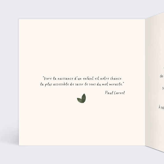 Carte félicitation naissance Petit Lion Intérieur Gauche