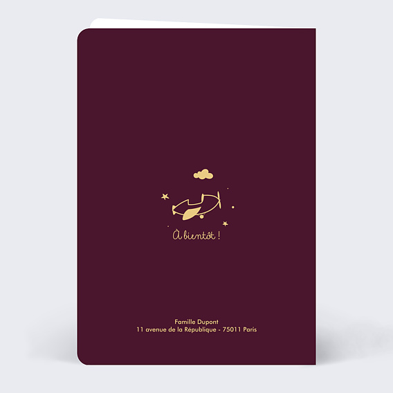 Carte félicitation naissance Passeport Verso