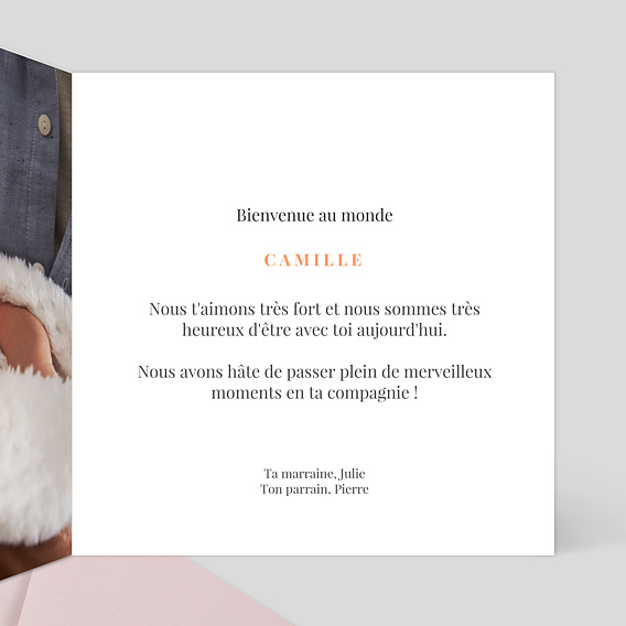 Carte félicitation naissance Simplicité Intérieur Droit