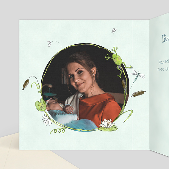 Carte félicitation naissance Bateau Mouche Intérieur Gauche