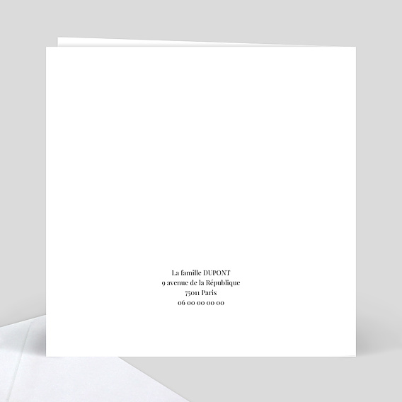 Carte félicitation naissance Tirets Chausson Verso