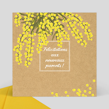 Carte félicitations naissance Mimosa
