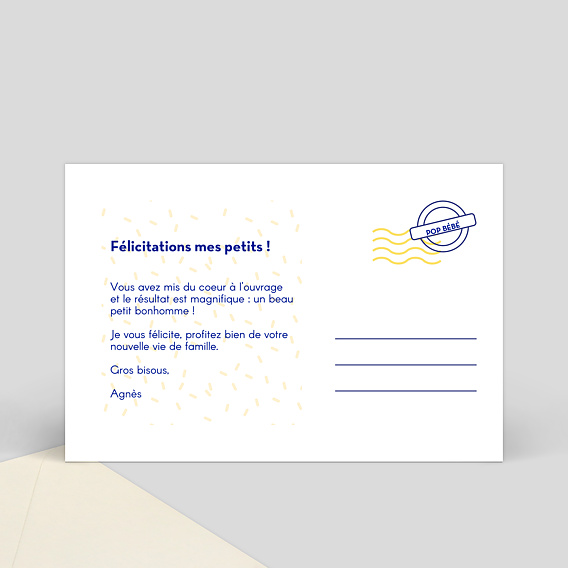 Carte félicitation naissance Challenge Accepted Verso