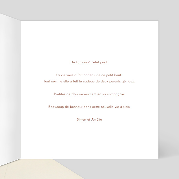 Carte Félicitations Naissance Ligne d'Amour Intérieur Droit