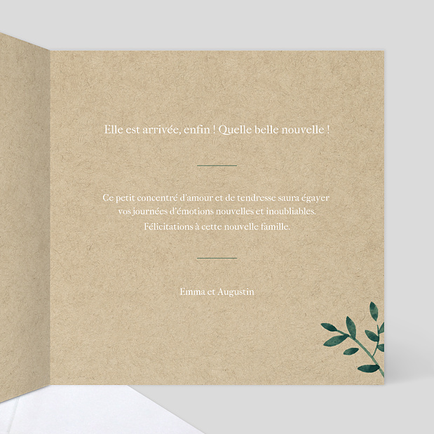 Carte Félicitations Naissance Ombrage Intérieur Droit
