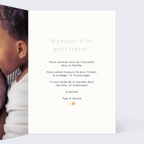 Carte félicitation naissance Famille Céleste Intérieur Droit
