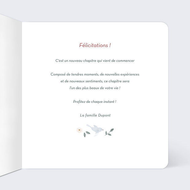Félicitations Naissance Magnolia Intérieur Droit