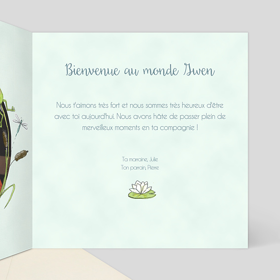 Carte félicitation naissance Bateau Mouche Intérieur Droit