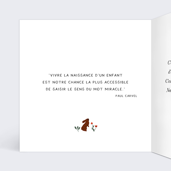 Carte félicitation naissance Bébé de la montagne Intérieur Gauche