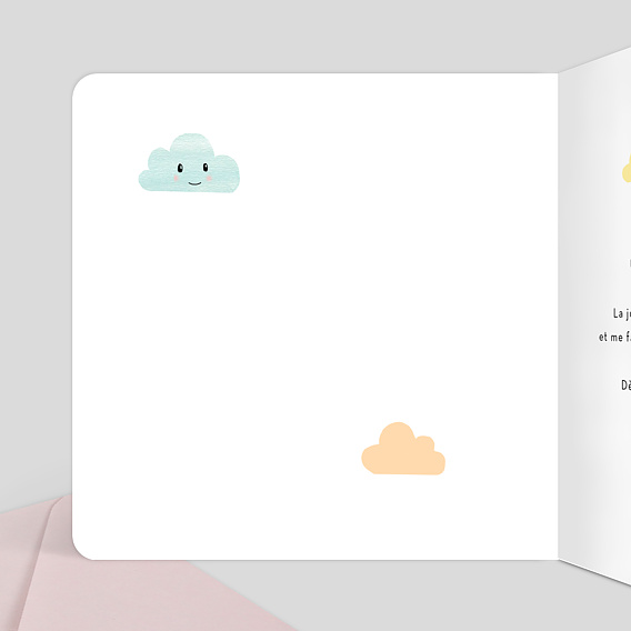 Carte félicitation naissance Nuages Doux Intérieur Gauche