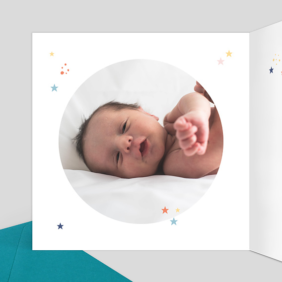 Carte félicitation naissance Petites Étoiles Intérieur Gauche