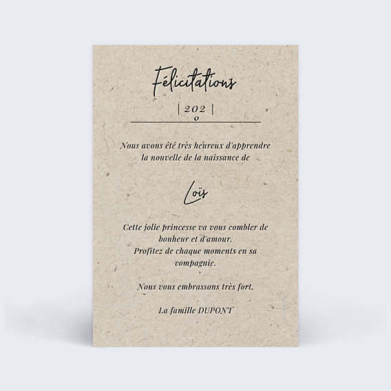 Félicitations Naissance Esprit Chiné
