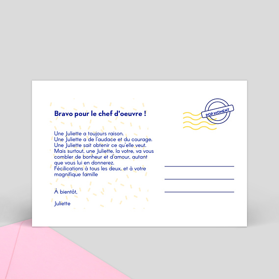 Carte félicitation naissance La Grosse Galère Verso