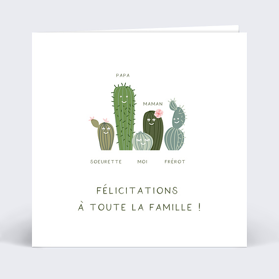 Félicitations Naissance Famille Cactus
