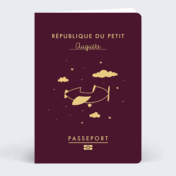 Carte félicitation naissance Passeport Recto