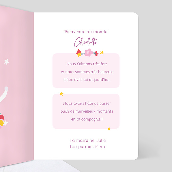 Carte félicitation naissance Licorne Arc en Ciel Intérieur Droit