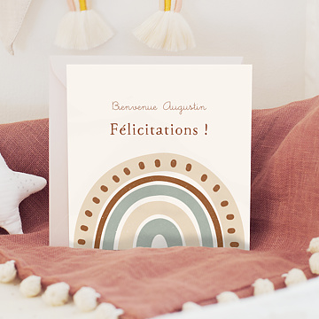 Carte flicitations naissance Arc-en-ciel