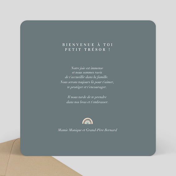 Carte félicitation naissance Layette Myrtille Verso