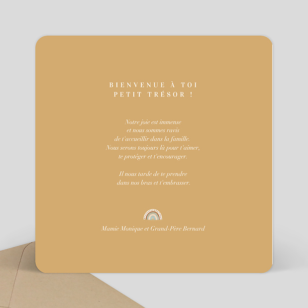 Carte félicitations naissance Layette Bergamote Verso