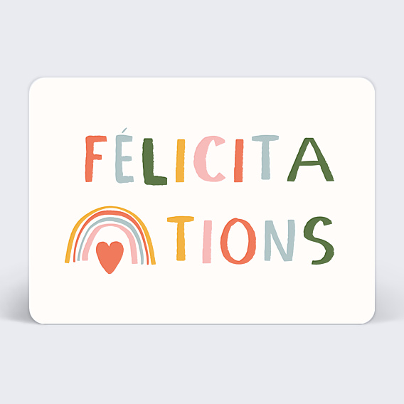 Félicitations Naissance Arc en ciel coeur
