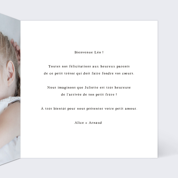 Carte félicitation naissance Panda ballons Intérieur Droit