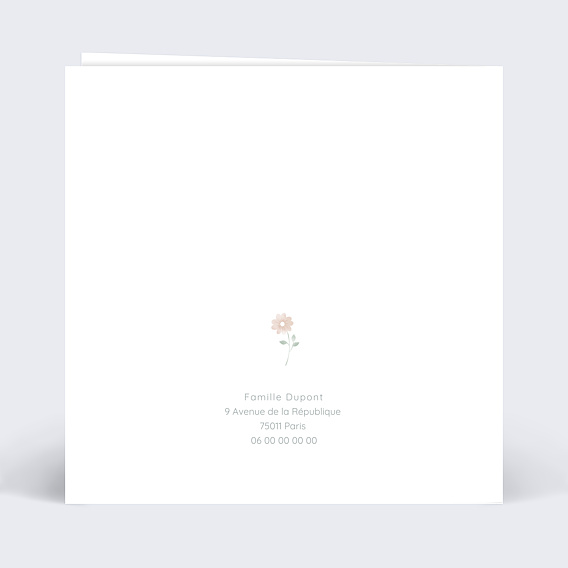 Carte félicitation naissance Carolina Verso