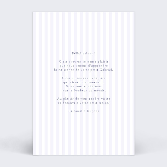 Félicitations Naissance Ourson Rayé
