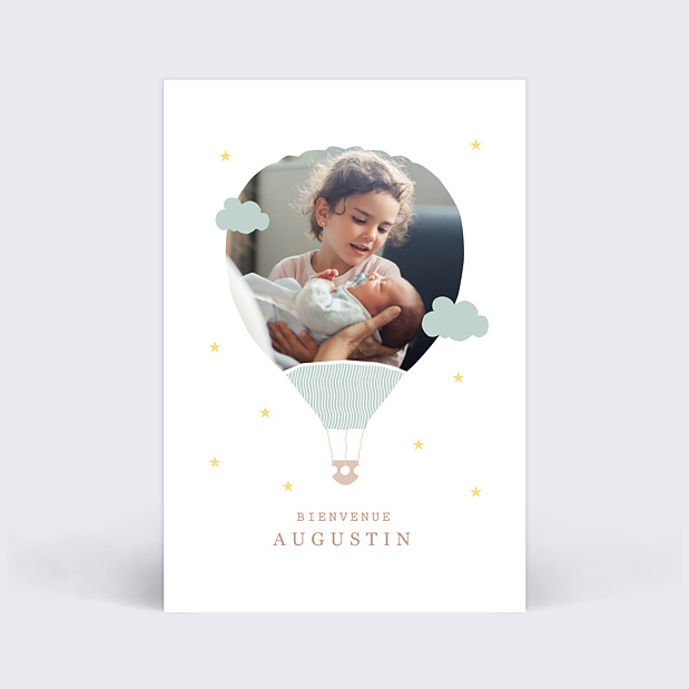 Carte Félicitations Naissance Montgolfière Recto