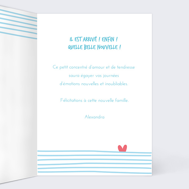 Carte félicitations naissance Famille Baleine Intérieur Droit