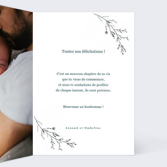 Carte félicitation naissance Idylle Intérieur Droit