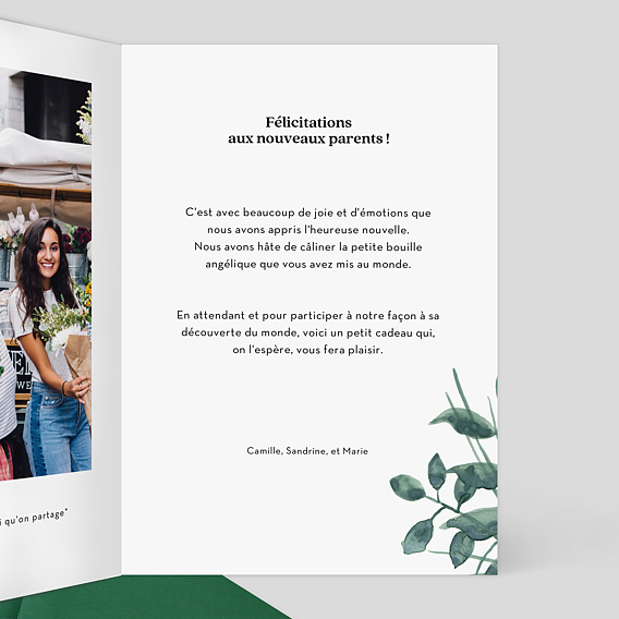 Carte félicitation naissance Nature Intérieur Droit