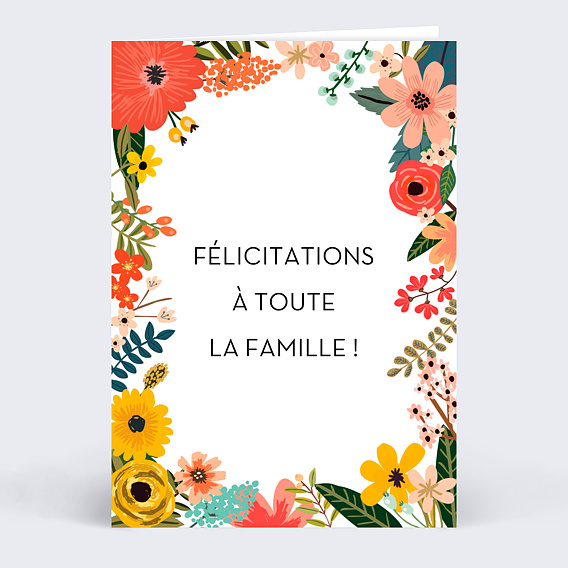 Carte félicitations naissance Bouquet Printanier