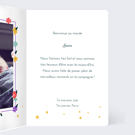 Félicitations Naissance Licorne et Fleurs