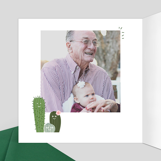 Carte félicitation naissance Famille Cactus Intérieur Gauche