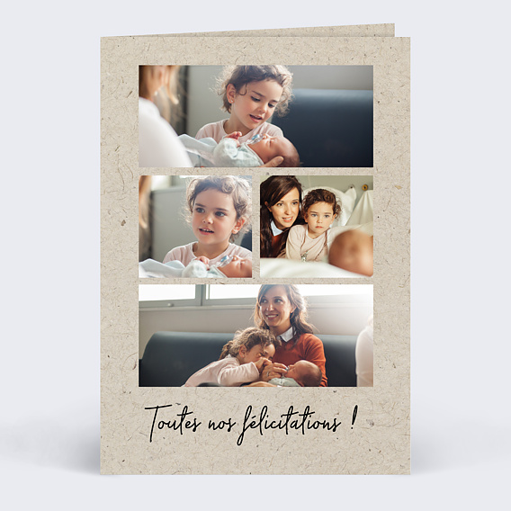 Carte félicitation naissance Esprit Chiné IV Recto