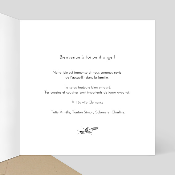 Carte félicitation naissance Tampon Délicatesse Intérieur Droit