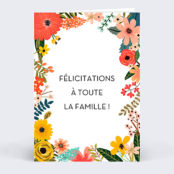 Carte de Félicitations Naissance Licorne et Fleurs - Popcarte