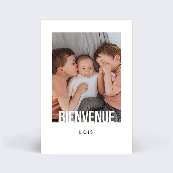 Carte félicitations naissance Typo Bienvenue