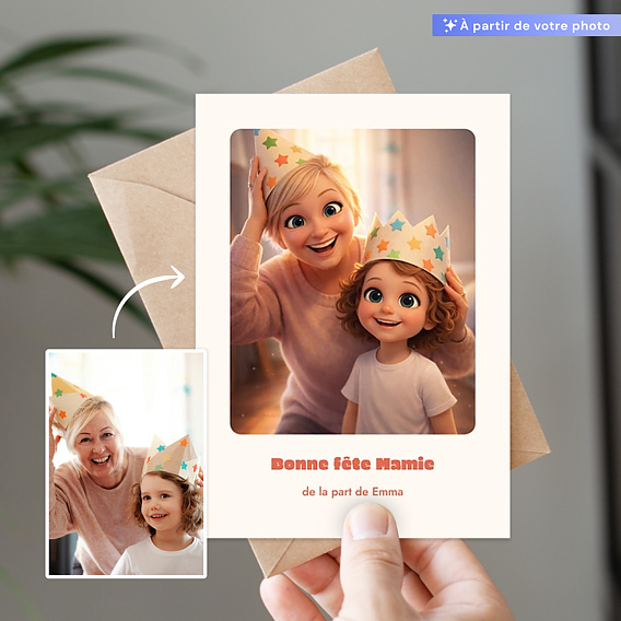 Carte fête des grands-mères Portrait en film d'animation